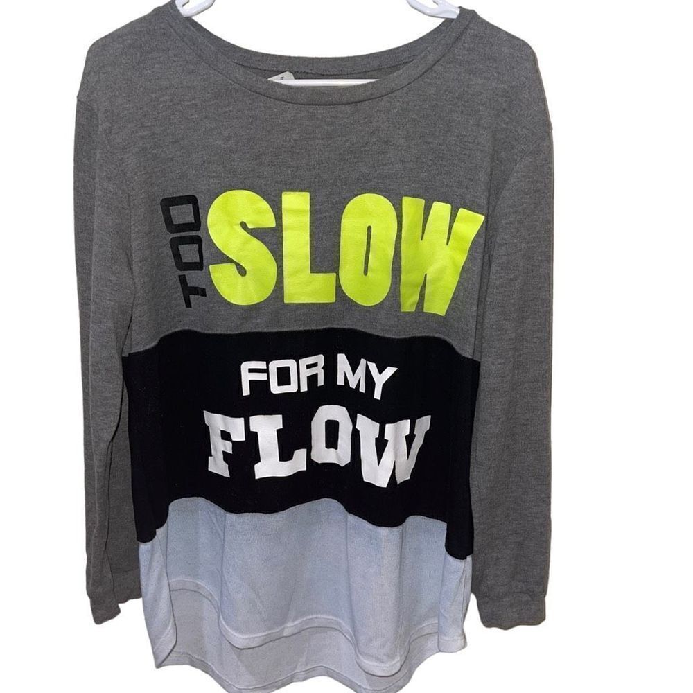 Bobbie Brooks Lightweight Knit‎ “Too Slow for my Flow” Workout Top - Size XL